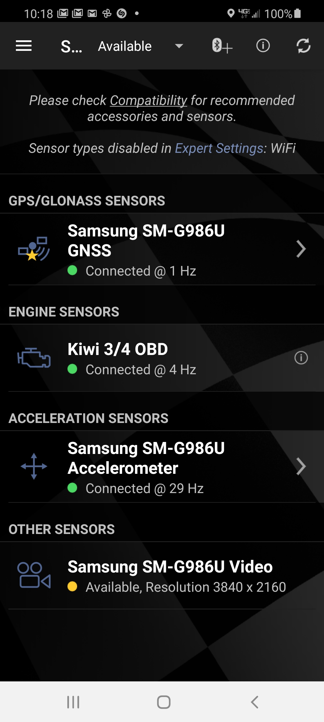 Shows Kiwi 3 Connected at 4 Hz.