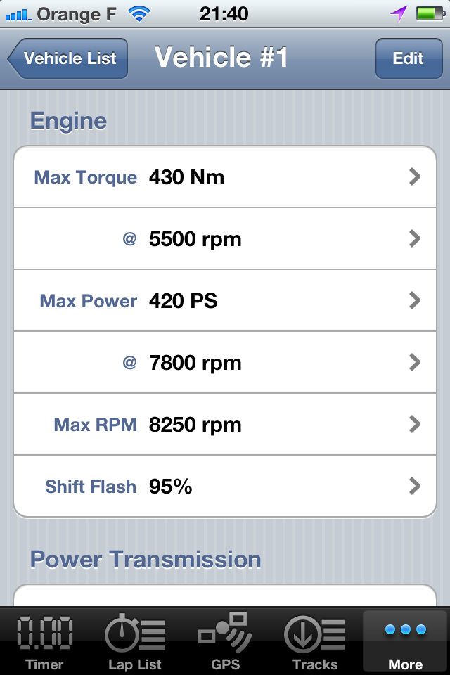 Vehicule Data screenshot