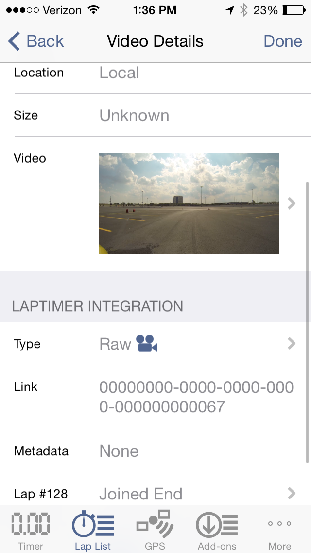 This is how the gopro video looks in terms of lap time integration. I did a manual link to it, not metadata. is that the issue?