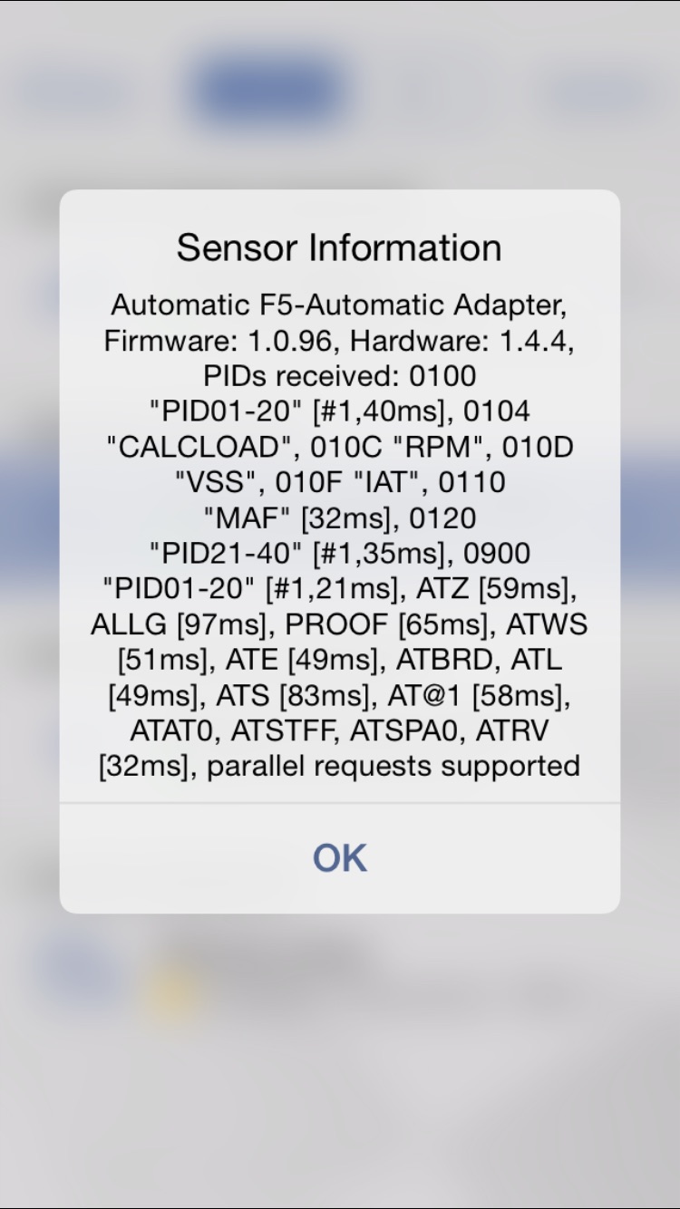 sensor information screen